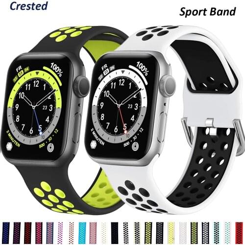 Silicone Strap For Apple Watch band 44mm 40mm 38mm 42mm 44 mm soft Breathable watchband bracelet iWatch serie 3 4 5 6 se band