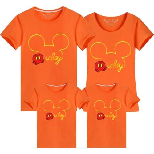 Disney Family Matching Tshirt Mickey Mouse Harajuku Cartoon Short Sleeve Hip Hop Kid Girls Boys Clothes Dropship Tee Tops