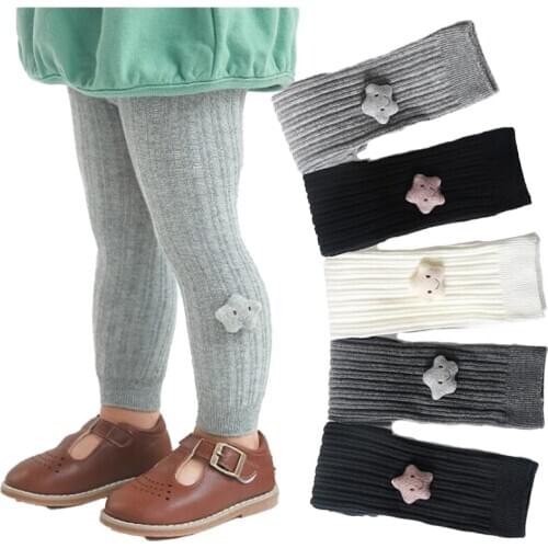 0-6Yrs toddler girls pants double side star design kids solid color stripe legging for girls tights children trousers clothes