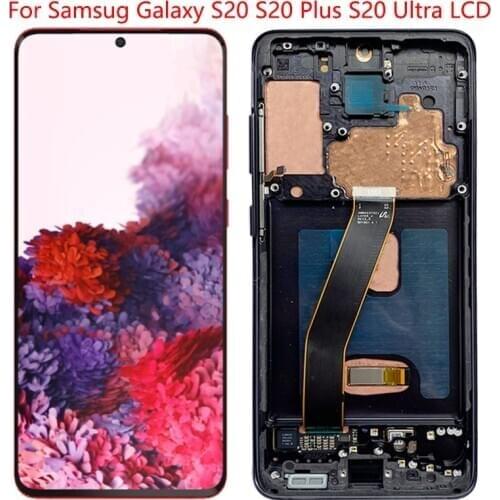 SUPER AMOLED S20 LCD For Samsung Galaxy S20 Ultra LCD With Frame Assembly S20 Plus SM-G986F/DS G988B G981B Display Touch Screen