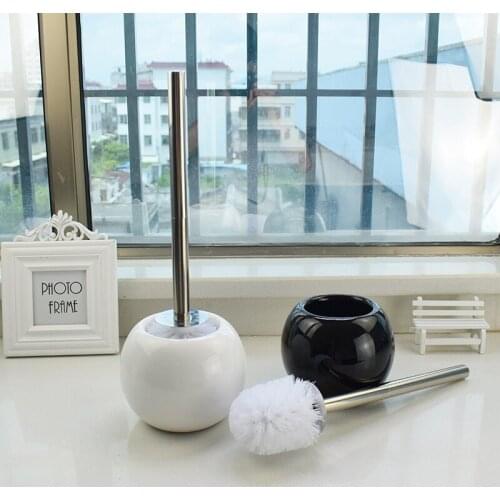 NEWYEARNEW Ceramics Toilet Brush Holder Round Cleaning Tools for Toilet Household WC Bathroom Accessories Set Wedding Gift