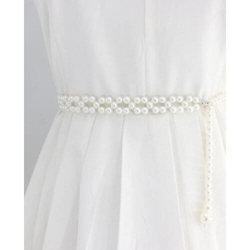 Ladies Adjustable Pearl Chain Belt Fashion Women Luxury Brand Design Simple Style Decor Dress Thin Skinny Waist Belt
