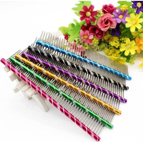 1pc Dog Comb Long Thick Hair Fur Removal Brush Stainless Steel Lightweight Pets Dog Cat Grooming Combs For Shaggy Dogs Barber