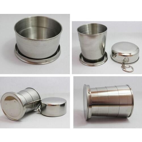 1PC Folding Cup Outdoor Travel Stainless Steel Portable Retractable Metal Wine Folding Cup Telescopic Folded Cup JZ 1124