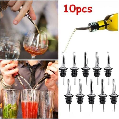 10 pcs Stainless Steel Liquor Spirit Wine Bottle Pour Flow Pourer Spout Stopper