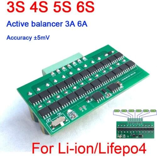 3A 6A Active balancer board 3S 4S 5S 6S BMS Energy Transfer balance board Capacitive FOR Lithium Battery Li-ion Lifepo4 12V 24V