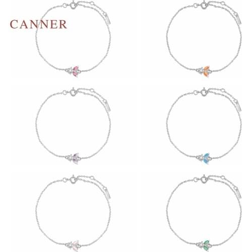 CANNER Silver 925 Sterling INS Silver Bees Bracelet For Women 925 Original Costume Jewelry Charm Chain Cute Girls Fast Fashion