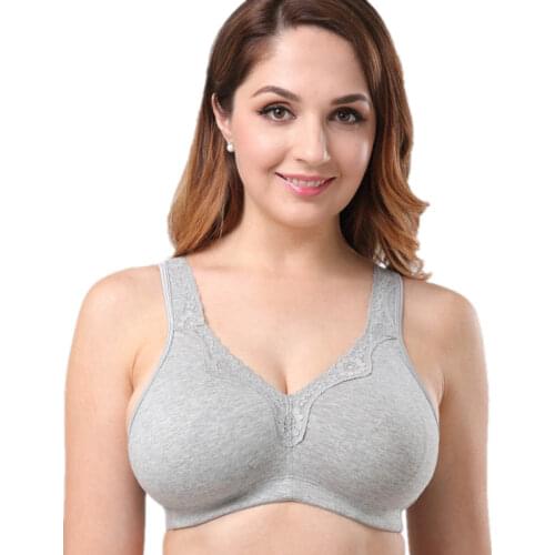 Women Plus Size Bra Full Coverage Ultra Thin Unlined Cotton Underwear Wireless Minimizer Bralette Cup B C D E F 90 100 110 115
