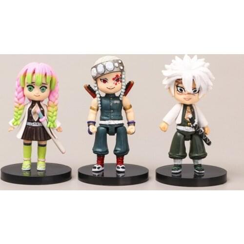5Pcs/Set Demon Slayer Cute Mini PVC Action Figure Tengen Mitsuri Obanai Gyoumei Sanemi Tanjirou Model Toy 8cm