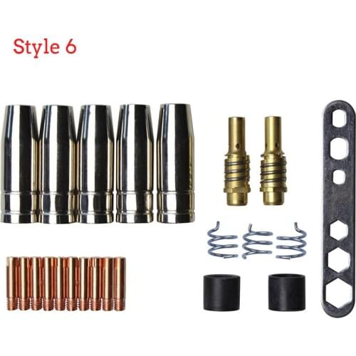 Hot Mig Welding Nozzle Welder Torch Nozzles Gold Tip Holder Contact Tips Gas Diffuser Goose Neck Bend Set For Torches