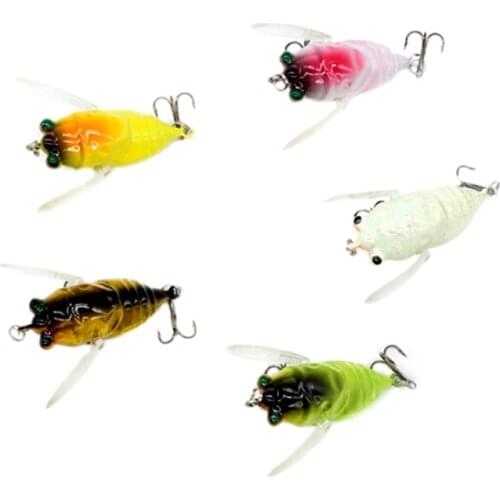 Artificial Bait Fishing Cicada Perch Insect Lure Bait Fishing Lure Treble Barb Hooks Fishing Tackle 40mm/6.4g