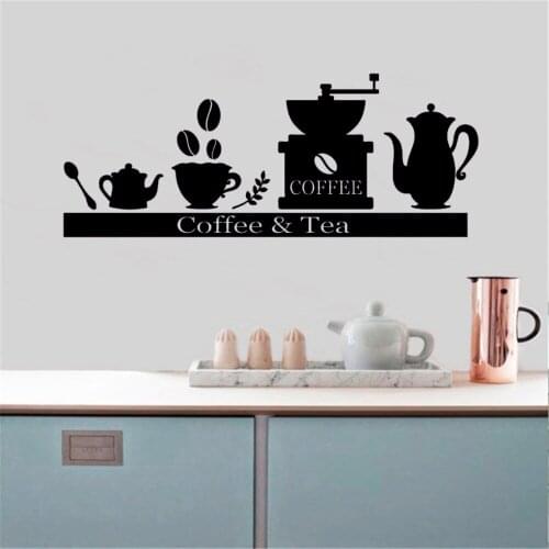 Coffee Maker Cup Tea Rack Shelf Wall Sticker Vinyl Decal Coffee Maker Kitchen Living Room Art Deco Poster Wall Stickers