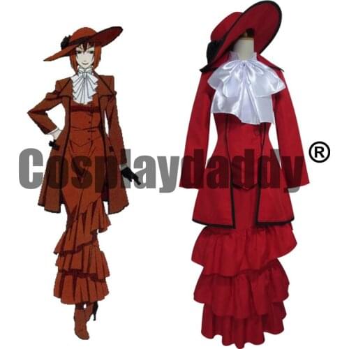 Black Butler Kuroshitsuji Angelina Dalles Madam Red Dress Cosplay Costume