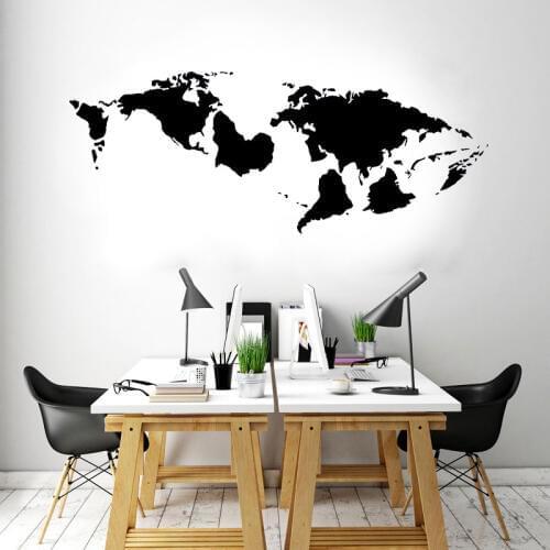 Creative Whale Design World Map Wall Sticker Earth Globe Map Ocean Home Decor Living Room Bedroom Office Decal Stuido Mural A524