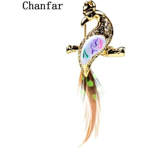 Chanfar Fashion Peacock Brooches For Women Fashion Feather Brooch Pins Accessories For Christmas Gift