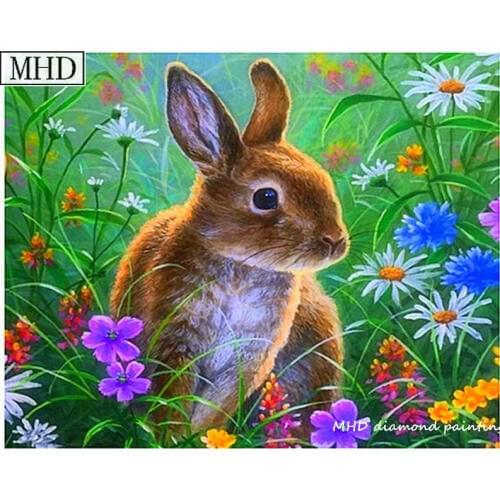 New square drill full 5d diy rabbit diamond painting kit 20x25cm3d mosaic diamond cross stitch home decor artwork