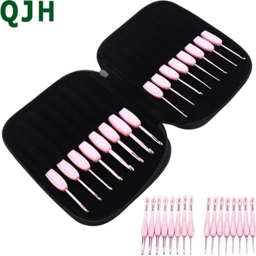 DIY knitting Needles Set Multicolor Plastic Handle Aluminum Crochet Hooks Yarn Sweater Weave Craft Tools 16size 1mm-6.0mm