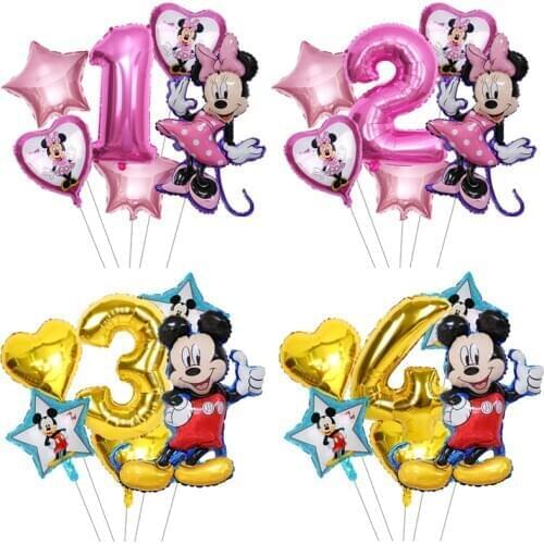 1 Set Mickey Minnie Balloons Birthday Party Decorations Baby Shower 32inch Number Cartoon Mickey Mouse Balloon Kids Toys Globos