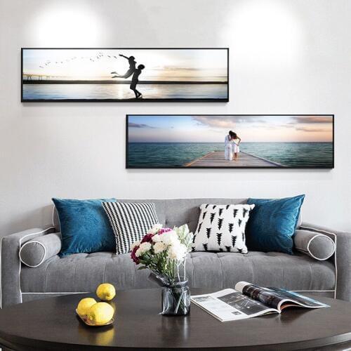 Romantic lover family hug by the sea beach Modern Nordic style porch home Decorative Pictures Canvas Wall Art Posters Unframed