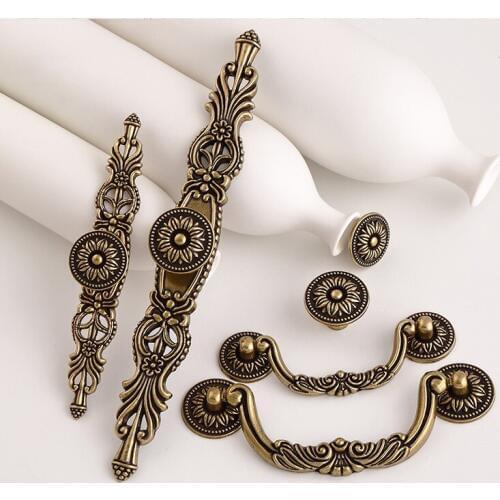 10PCS Retro Vintage European Antique Kitchen Door Furniture Handles Cupboard Drawer Wine Wardrobe Cabinet Pulls Handles & Knobs