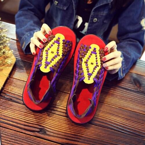 Summer Mens Slip on Sandals Handmade Woven Sandals Men Designer Casual Loafers Shoes Men Non-slip Outdoor Couple Sandalias