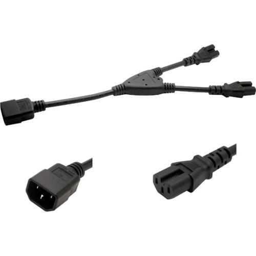 IEC 320 C14 Male Plug to 2XC15 Female Y Type Splitter Power Cord,1ft,C14-C15 Extension Power Cord