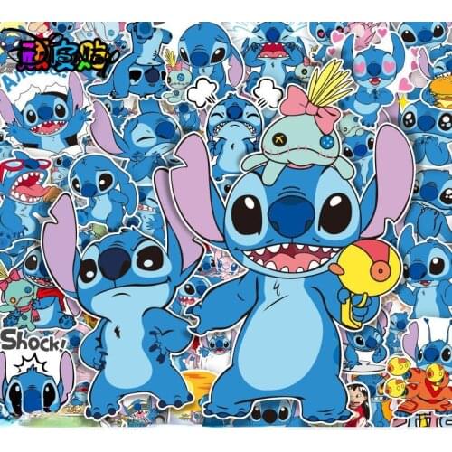 Disney Cartoon Anime Stitch Suitcase Sticker Cute Guitar Notebook Skateboard Computer Mobile Phone Sticker Waterproof