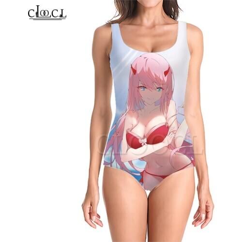 CLOOCL Anime Darling In The Franxx Zero Two 3D Print New One-piece Swimsuit Bathing Suit Sleeveless Slim Women Swimwear
