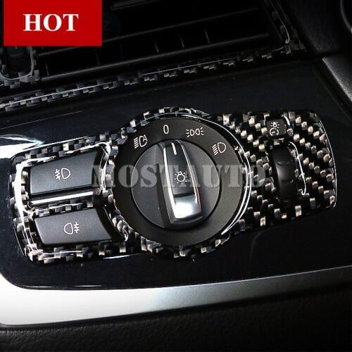 For BMW 5 Series GT F07 Carbon Fiber Headlight Switch Button Cover 2010-2017 1pcs Car Accessories Interior Car Decor Car Trim