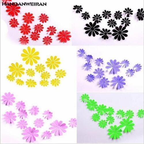 12Pcs/Lots 3D Sunflower Wall Stickers For Kids Room DIY Home Decoration Wall Decal Wallpapers Home Decor Moder HANDANWEIRAN