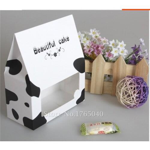 15x7x19cm food packaging box with PVC window /Nougat Standbox /cake candy biscuit dry food box Cow Boxes 100pcs/lot