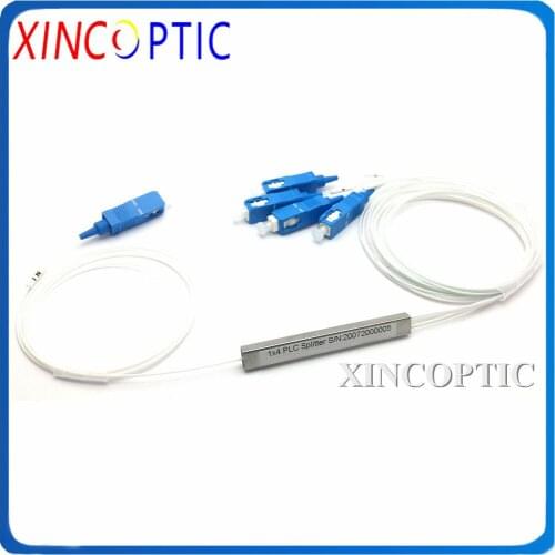 1x4 High Quality 10pcs/Lot PLC SC/APC SM 0.9mm 1M Steel Tube 1:4 Fiber Optic PLC Splitter 1Meter with SC/ST APC UPC Connector