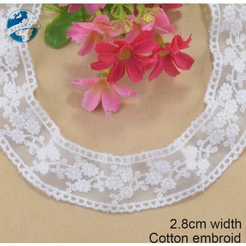 2.8cm Wide Cotton Embroidery Lace White Sewing Ribbon Guipure Trim Wedding Decoration DIY Dolls Colthes Accessories#4239