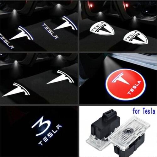 2pcs Led Car Door Welcome Light logo Projector Laser lamp Ghost Shadow Door light Accessory For Tesla Model S Tesla Model 3 X Y