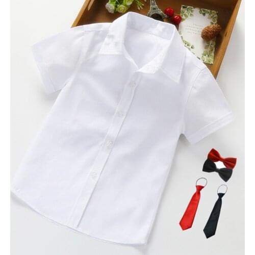 2021 Summer Hot Sale Children Shirts Casual Solid Cotton Solid Color Blue White Short-sleeved Boys Girl Shirts For 2-10 Years