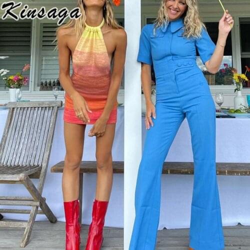 Sexy Backless Halter Knitted Mini Dresses Women Summer Green Skinny Hollow Out Sleeveless Party Dress Street Vacation Beachwear