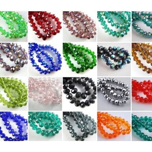 4mm 6mm 8mm 10mm pick size h6463 multicolor Mixed white black Rondelle Faceted Glass Beads Bracelet DIY Jewelry crystal
