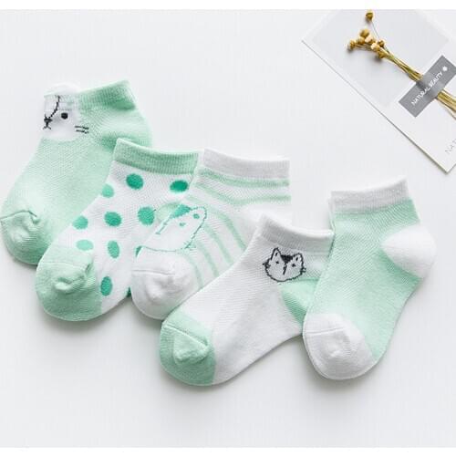 5 Pairs/Lot Baby Socks Newborns Infant Cute Cartoons Soft Cotton Socks For 0-24 Month Boy Girl Babies Lovely Mesh Kids Gift CN