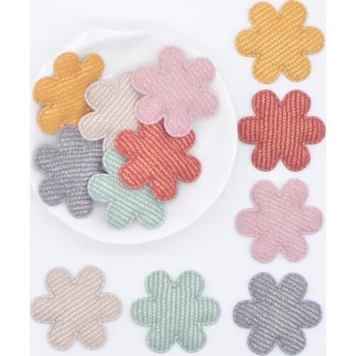 50Pcs 33mm Padded Glitter Cloth Spring Flower Applique for DIY Hat Gloves Clothes Leggings Fabric Sewing Handmade Patches L86