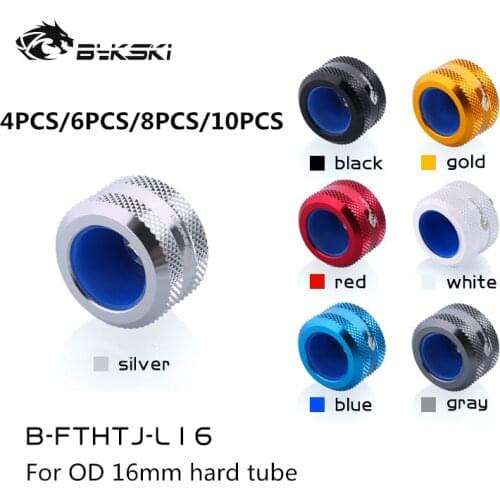 6PCS/lot Bykski pc water cooling Hard tube fittings connector For OD 16mm pipe Fast joint G1/4" silver black blue B-FTHTJ-L16