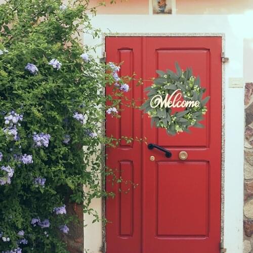 Flowers Wreath Artificial Green Eucalyptus Leaves Holiday Festival Door Hanging Garland Party Decors for Front Door Wall Window