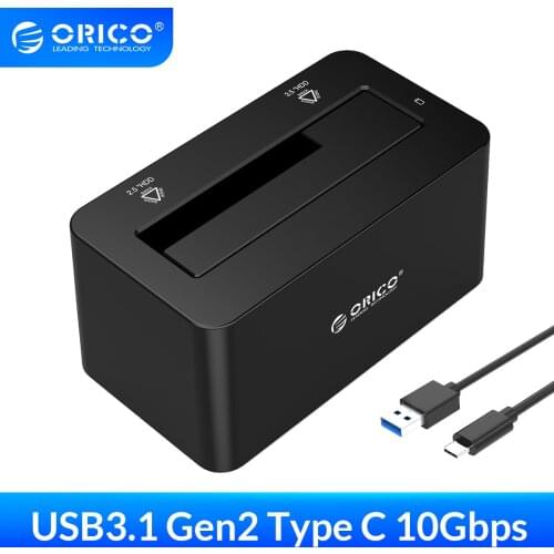 ORICO HDD Docking Station Type C SATA 3.0 to USB3.1 Gen2 10Gbps Hard Drive Docking Station Enclosure for 2.5/3.5 inch SSD HDD