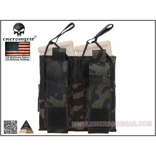 Emersongear 5.56 Pistol Double Open Top Magazine Pouch Combat Molle MAG Pouch Multicam Black EM6362