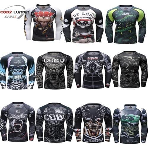 MMA T shirt Mens Rashguard jiu jitsu t shirt Fitness BJJ GI Muay Thai Boxing Sport Sweater Clothing Mma Rash Guard Boxing Jersey