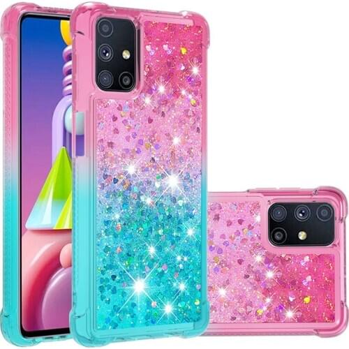 Gradient Quicksand Liquid Glitter Case For Samsung Galaxy M51 TPU Bumper Clear Phone Cover For Galaxy M51 M515F Coque