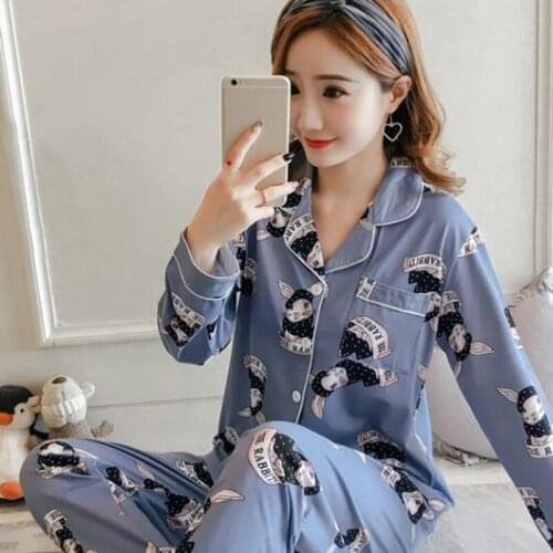 Cotton Home Suits Korean Sleepwear Print Pajamas for Women Autumn 2021 Pyjamas Girls Pijama Short and Long Sleeve Pjs Set