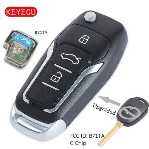 Keyecu Upgraded Flip Remote Key 2 Button Fob 433MHz + G Chip for Toyota Yaris 2012-2014 FCC: B71TA