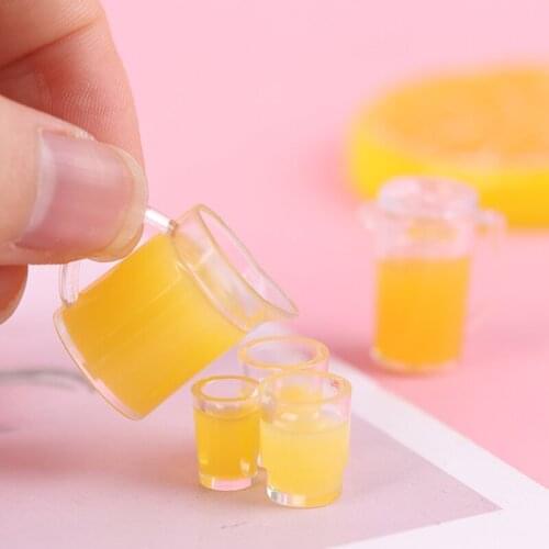 2/3Pcs/set 1:12 Dollhouse Miniature Juice Bottle + 1/2 Cups Doll Kitchen Accessories