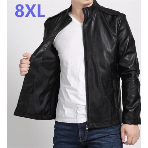 10XL 8XL 6XL 5XL New Brand PU Leather Jacket Men spring Autumn Casual Mens Jackets Solid Clothes Elastic Motorcycle Outerwear