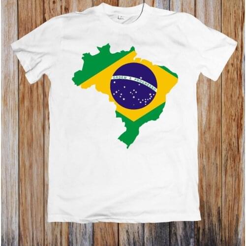 Cotton Men T-Shirts Classical 2020 Hip Hop Tshirt Streetwear Clothing Brazil Map & Flag Unisex T-Shirt